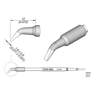 JBC C245-963 Ltspitze 1,8 x 0,8 mm Meiel gebogen