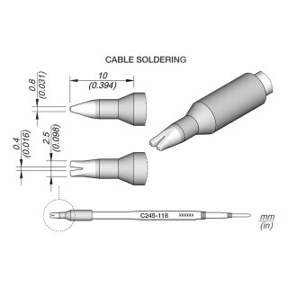 JBC C245-118 Kabel-Ltspitze 0,4 mm Spalt Gabel