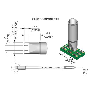 JBC C245-016 SMD Desoldering Tip 2.0 mm Fork