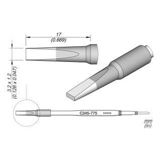 JBC C245-775 Lötspitze 3,2 x 1,2 mm Meißel gerade