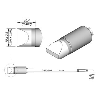 JBC C470-006 Soldering Tip 10 x 2.5 mm Chisel Straight