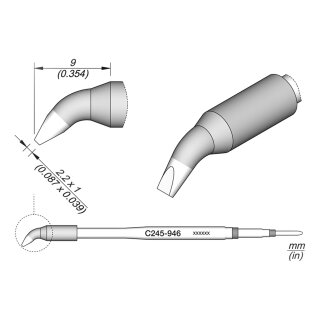JBC C245-946 Soldering Tip 2.2 x 1.0 mm Chisel Bent