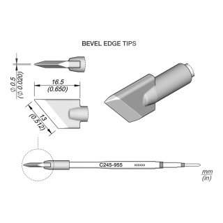 JBC C245-955 Soldering Tip 13.0 x 0.5 mm Knife