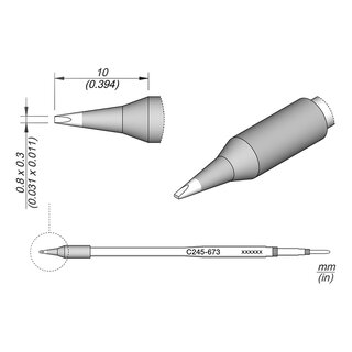 JBC C245-673 Soldering Tip 0.8 x 0.3 mm Chisel Straight, Long