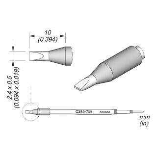 JBC C245-759 Soldering Tip 2.4 x 0.5 mm Chisel Straight