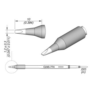 JBC C245-774 Soldering Tip 1.2 x 0.3 mm Chisel Straight