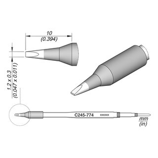 JBC C245-774 Soldering Tip 1.2 x 0.3 mm Chisel Straight