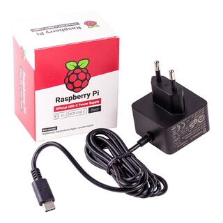 Offizielles Raspberry Pi 4 Steckernetzteil USB-C 5,1V/3A schwarz (EU)