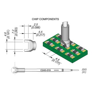 JBC C245-019 SMD Desoldering Tip 4.6 mm Fork