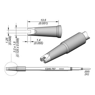 JBC C245-757 SMD Desoldering Tip 1.25 mm Fork