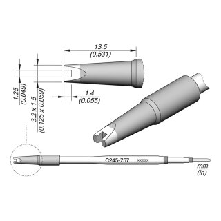 JBC C245-757 SMD Desoldering Tip 1.25 mm Fork