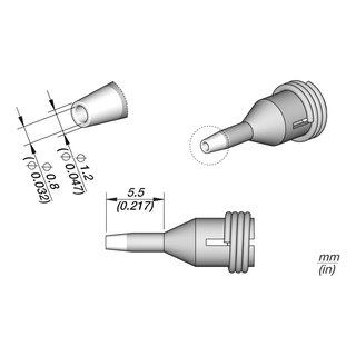 JBC C360-002 Desoldering Tip  0.8 / 1.2 mm Nozzle Straight