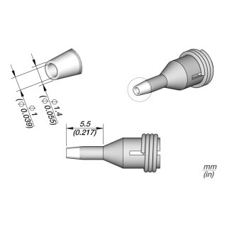 JBC C360-003 Entlötspitze Ø 1,0 / 1,4 mm Düse gerade