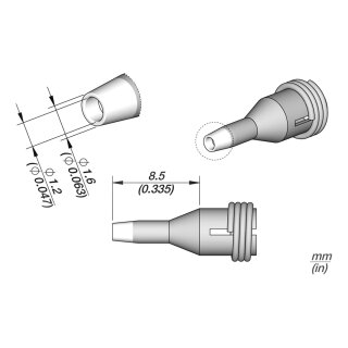 JBC C360-004 Entlötspitze Ø 1,2 / 1,6 mm Düse gerade