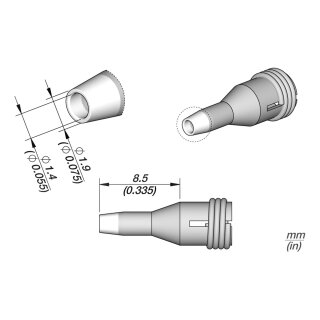 JBC C360-007 Entlötspitze Ø 1,4 / 1,9 mm Düse gerade