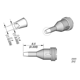 JBC C360-013 Entlötspitze Ø 1,0 / 1,4 mm Düse gerade