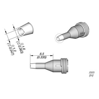 JBC C360-014 Entlötspitze Ø 1,2 / 1,6 mm Düse gerade