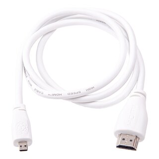 Official Raspberry Pi 4 micro-HDMI Cable 2.0m White