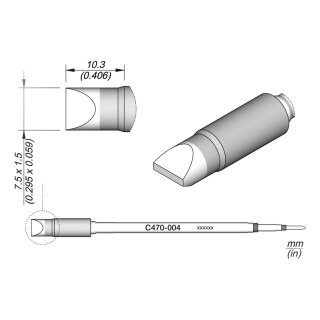 JBC C470-004 Soldering Tip 7.5 x 1.5 mm Chisel Straight