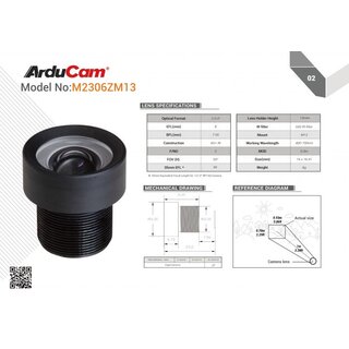 Arducam LN024 50 Degree 1/2.3 M12 Lens with Lens Adapter for Raspberry Pi High Quality Camera