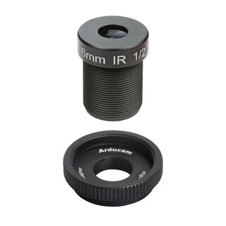 Arducam LN034 M2506ZH07 M12 S-Mount Lens with Adapter for HQ Camera, 1/2.5 6mm