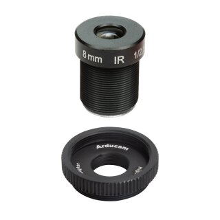 Arducam LN035 M2508ZH05 M12 S-Mount Lens with Adapter for HQ Camera, 1/2.5 8mm