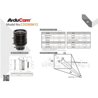 Arducam LN049 2.8-12mm Varifocal C-Mount Lens for Raspberry Pi HQ Camera