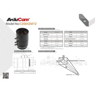 Arducam LN048 4-12mm Varifocal C-Mount Lens for Raspberry Pi HQ Camera