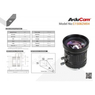 Arducam LN043 C-Mount Lens for Raspberry Pi High Quality Camera
