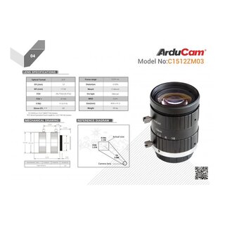 Arducam LN044 C-Mount Lens for Raspberry Pi High Quality Camera