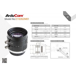 Arducam LN047 C-Mount Lens for Raspberry Pi High Quality Camera