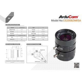 Arducam LN039 CS-Mount Lens for Raspberry Pi HQ Camera
