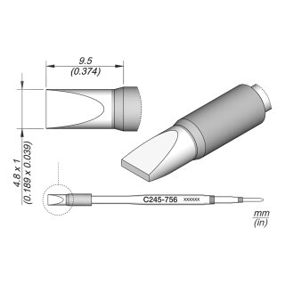 JBC C245-756 Soldering Tip 4.8 x 1.0 mm Chisel Straight