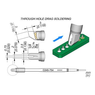 JBC C245-754 Ziehltspitze 0,75 mm Gabel
