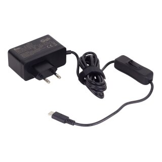 Groundvolt Steckernetzteil 5,1V/3A USB-C mit Schalter (EU fixed)