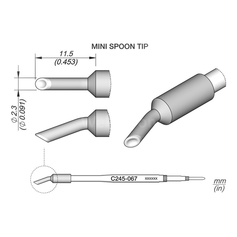 JBC Lötspitze C245067 | 2,3 Mm Hohlkehle Gebogen | Für T245 Lötstation | Mit Integrierter Heizung