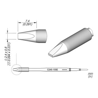 JBC C245-155E Soldering Tip 2.4 x 0.8 mm Chisel Straight
