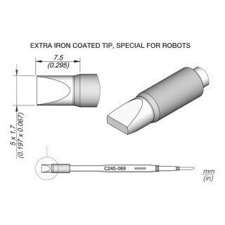 JBC C245-069 Soldering Tip 5.0 x 1.7 mm Chisel Straight
