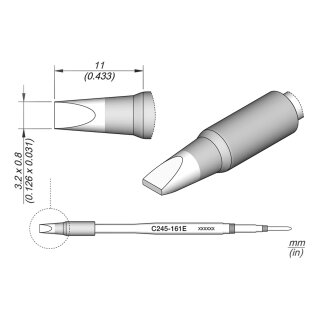 JBC C245-161E Soldering Tip 3.2 x 0.8 mm Chisel Straight