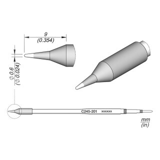 JBC C245-201 Lötspitze Ø0,6 mm Rundform gerade, lang