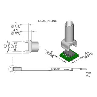 JBC C245-220 SMD-Entlötspitze 5,4 x 6,0 mm Dual In-Line