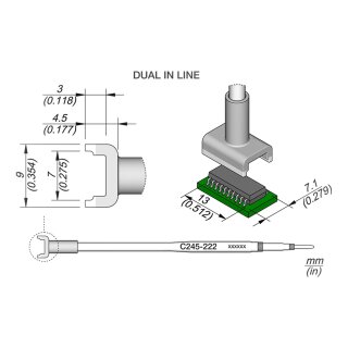 JBC C245-222 SMD-Entltspitze 7 x 13 mm Dual In-Line