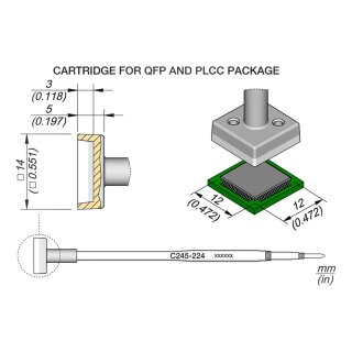 JBC C245-224 SMD-Entlötspitze 12 x 12 mm QFP/PLCC