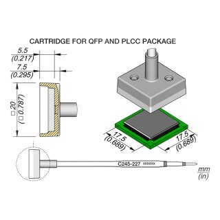 JBC C245-227 SMD Desoldering Tip 17.5 x 17.5 mm QFP/PLCC