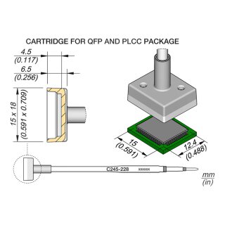 JBC C245-228 SMD-Entlötspitze 12,4 x 15,0 mm QFP/PLCC
