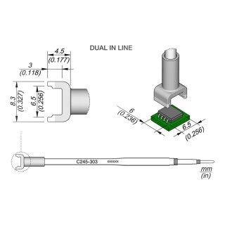 JBC C245-303 SMD-Entltspitze 6,5 x 6,0 mm Dual In-Line