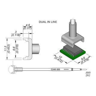 JBC C245-305 SMD-Entlötspitze 9,6 x 12 mm Dual In-Line