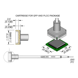 JBC C245-315 SMD Desoldering Tip 15 x 15 mm QFP/PLCC