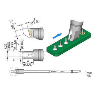 JBC C245-651 Ziehlötspitze 1,25 mm Gabel