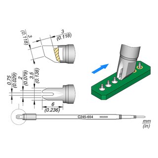 JBC C245-654 Drag Soldering Tip 0.75 mm Fork
